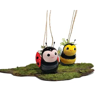 Streamline Mini Bee & Ladybug Hanging Planters