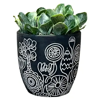 Streamline Small Floral Engraved Planter