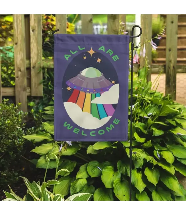 Cosmic Welcome: 18" x 12" Garden Flag