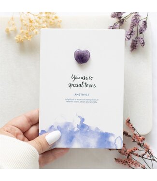 Something Different Special To Me Amethyst Crystal Heart Greeting Card