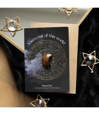 Something Different Out of This World Tiger's Eye Crystal Moon Greeting Card