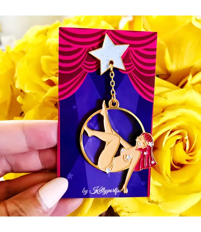 Lyra Hoop Lady Enamel Pin: Stellar Swings!