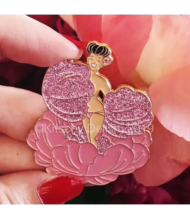Sparkle & Charm: Peony Girl Enamel Pin
