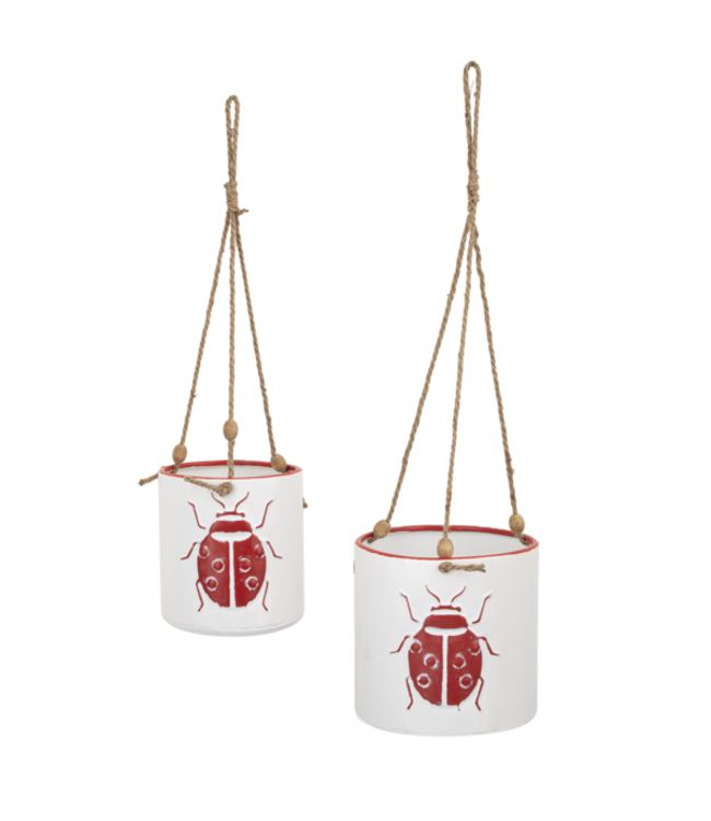 Ladybug Hanging Planter: Wood Bead Charm