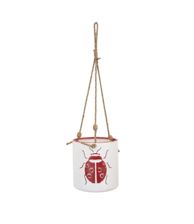 Ladybug Hanging Planter: Wood Bead Charm