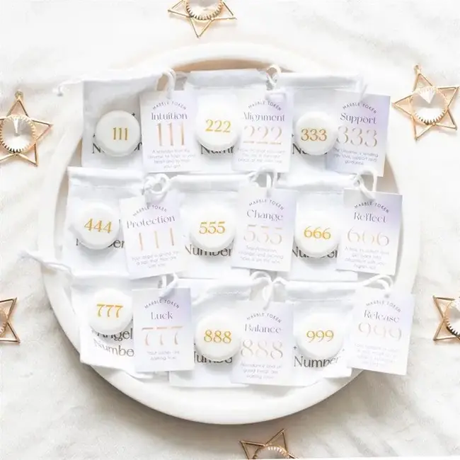 Angel Number Marble Keepsake Stones