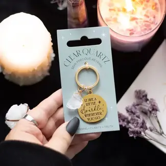 Something Different Leave A Little Sparkle Clear Quartz Crystal Keyring