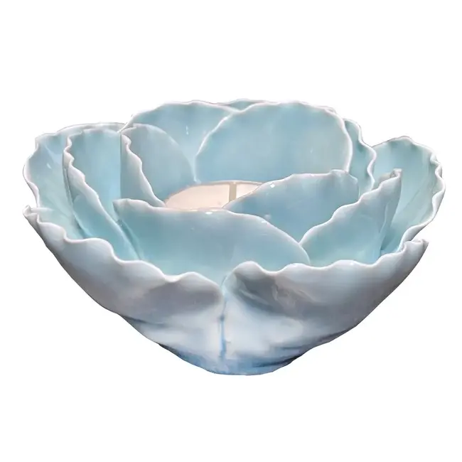 Cool Blue Glow: Ceramic Tea Light Elegance