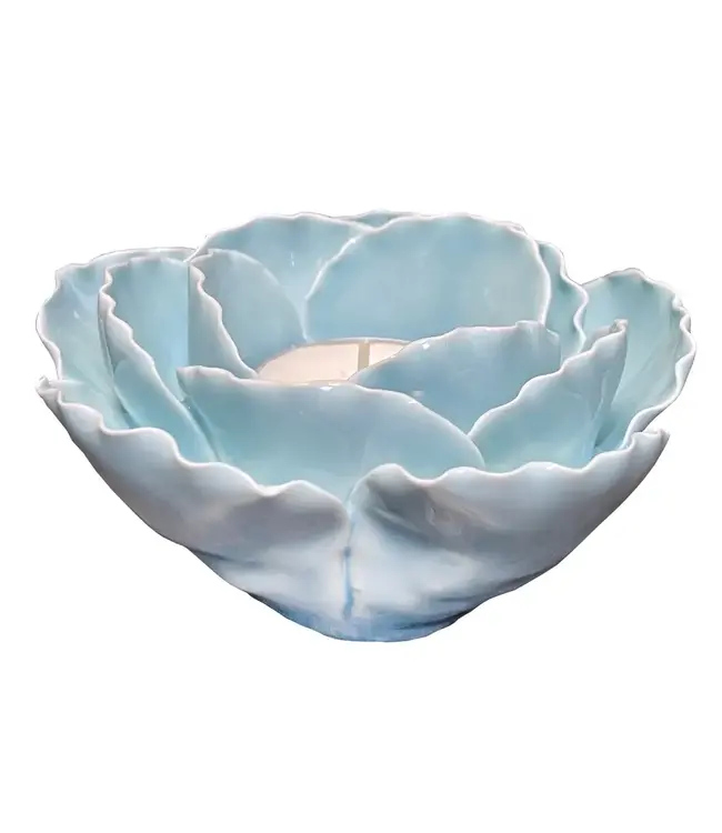 Cool Blue Glow: Ceramic Tea Light Elegance