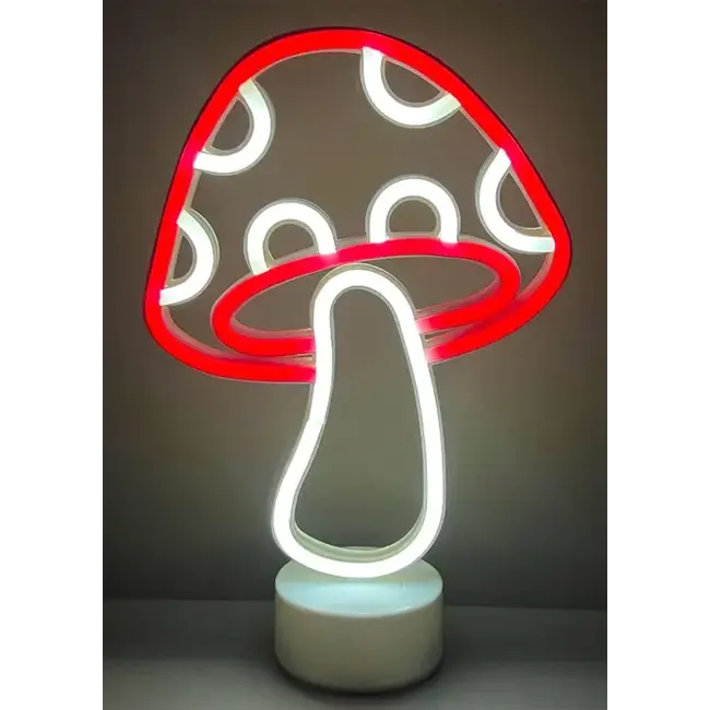 Fungi Fun: Red & White Mushroom Neon Glow