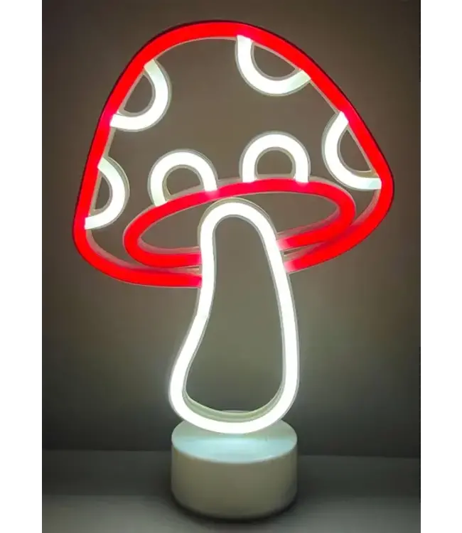 Fungi Fun: Red & White Mushroom Neon Glow