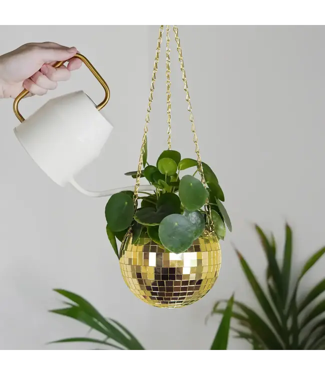 Disco Delight: Gold Hanging Planter