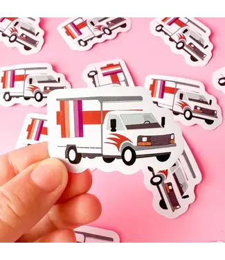 Rainbow Certified Lesbian Moving Truck Sticker