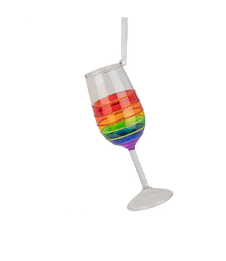 Silver Tree Home & Holiday Glass Rainbow Wine Glass Ornament