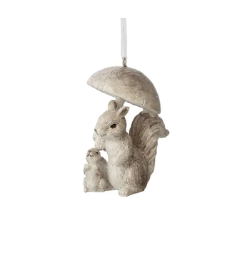 Silver Tree Home & Holiday Squirrels Ornament - Under Mushroom
