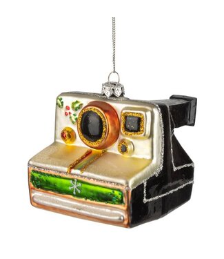 Silver Tree Home & Holiday Glass Polaroid Camera Ornament