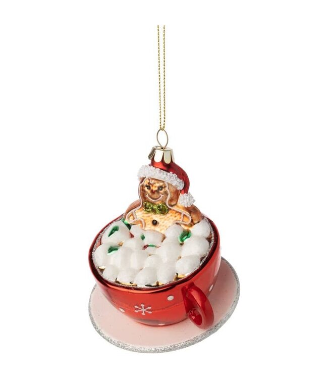 Hot Cocoa Bliss: Gingerbread Man Glass Ornament