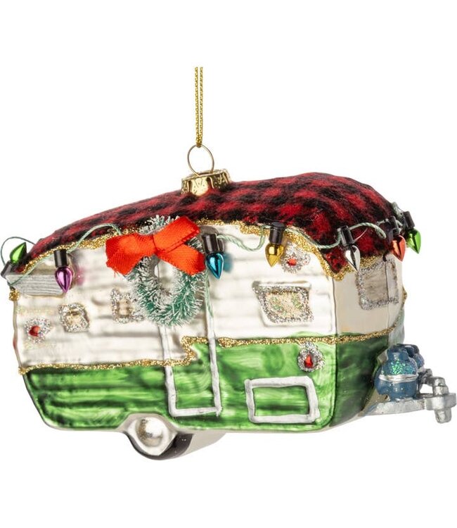 Campy Cheer: 5-Inch Glass Camper Ornament