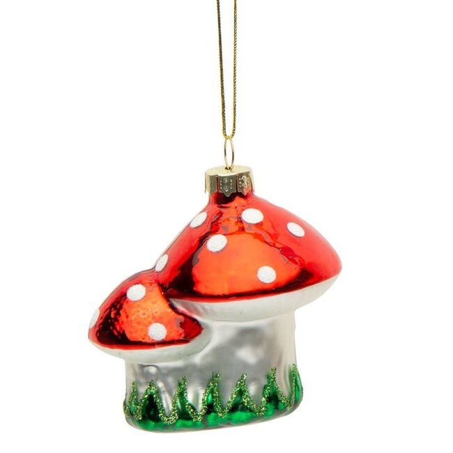 Whimsical Blown Glass Mushroom Ornament