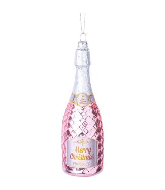 Silver Tree Home & Holiday Blown Glass Pink Prosecco Bottle Ornament