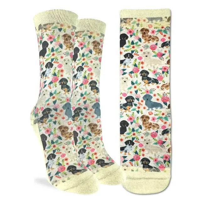 "Paw-sitively Floral: Women's Dachshund Socks!"