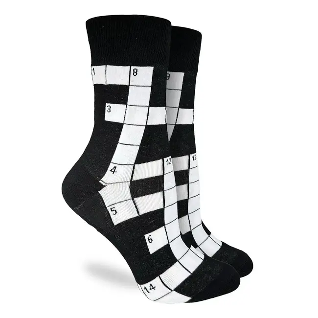 "Get Puzzled: Women's Crossword Socks!"