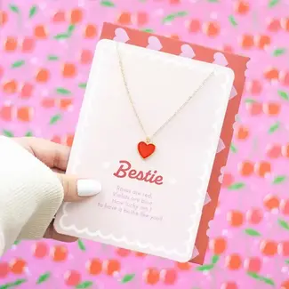 Something Different Bestie Enamel Heart Necklace Greeting Card