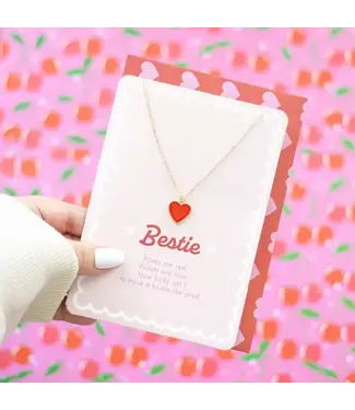 Something Different Bestie Enamel Heart Necklace Greeting Card