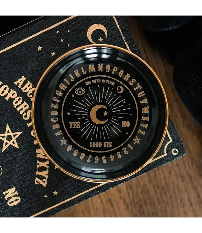 Round Black Talking Board Trinket Dish