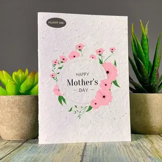 Happy Mothers Day with Pink Flowers Plantable Greeting Card Wildflowers