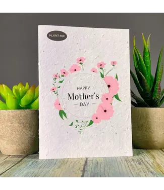 Happy Mothers Day with Pink Flowers Plantable Greeting Card Wildflowers