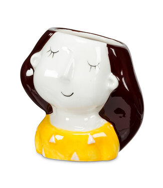 Abbott Small Girl Ceramic Planter - Yellow (3.5"H)