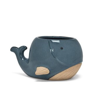 Abbott Large Blue Whale Planter-3"H