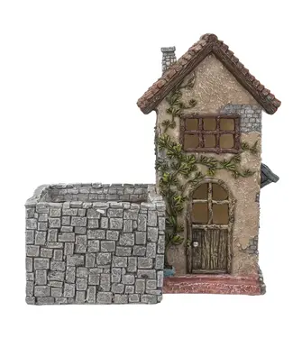 Pacific Giftware Gnome Garden House  and Grey Wall Planter w/ Led