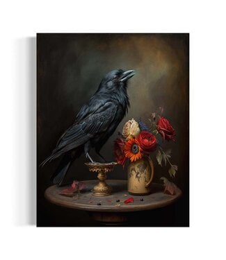 Salty Alyce Black Raven Still Life Painting Wall Art 8x10