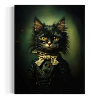 Salty Alyce Gentleman Cat Vintage Portrait Wall Art 8x10