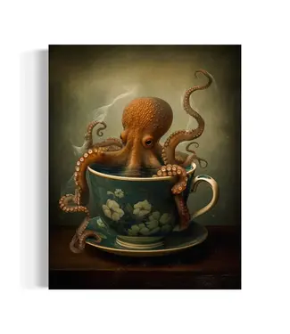 Salty Alyce Octopus in A Tea Cup Wall Decor 8x10