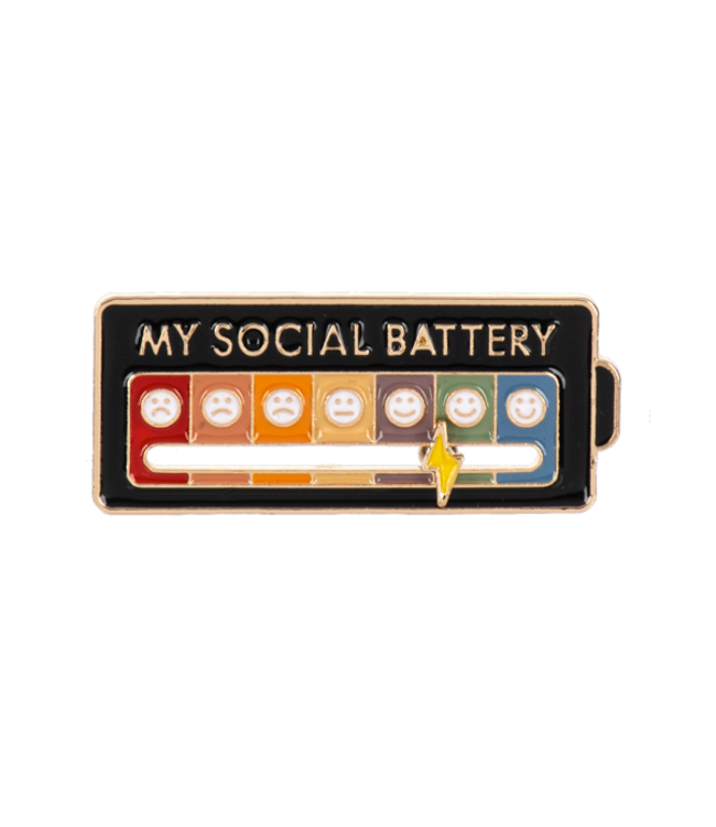 Social Battery Slider Enamel Pin