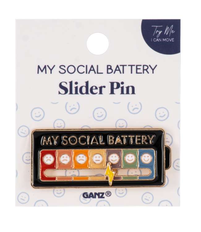 Social Battery Slider Enamel Pin