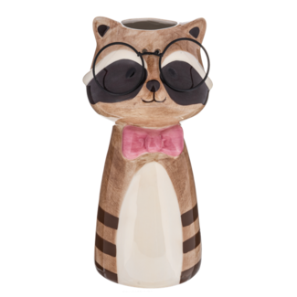 Ganz Bespectacled Buddie Vase- Racoon