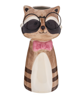 Ganz Bespectacled Buddie Vase- Racoon Ganz Bespectacled Buddie Vase- Racoon