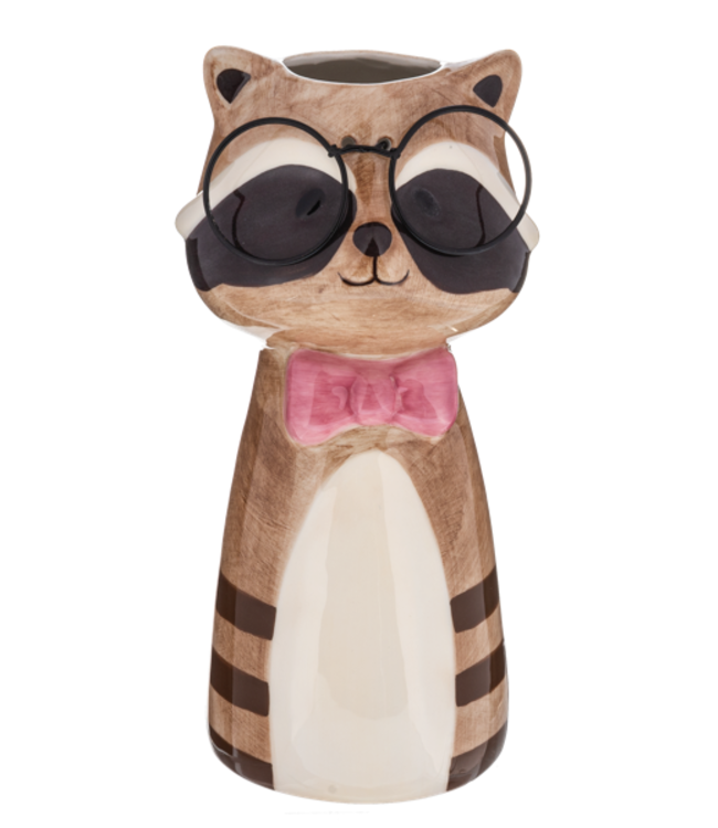 Bespectacled Buddie Vase- Racoon