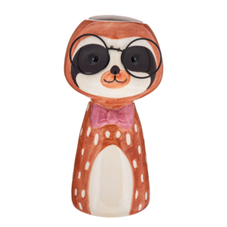 Ganz Bespectacled Buddie Vase- Sloth