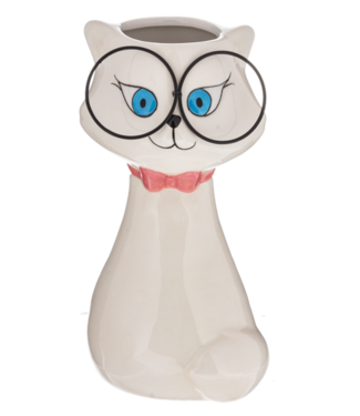 Ganz Cat Vase- White
