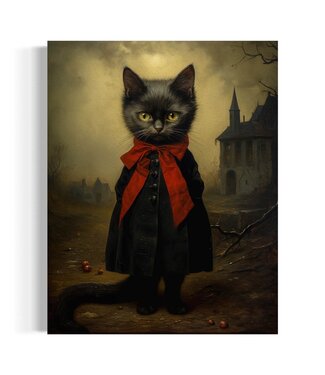 Salty Alyce Victorian Black Cat Miss Jinx Wall Art 8x10