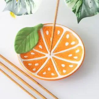 Something Different Orange Slice Ceramic Incense Holder Plate