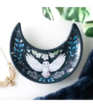 Something Different Crescent Moon Owl Trinket Dish
