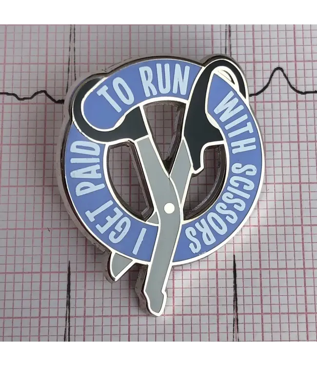 Cutting Edge Humor: I Run With Scissors Pin!