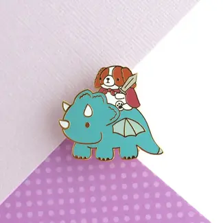 Wild Whimsy Woolies Cavalier Spaniel on Dragon Pin