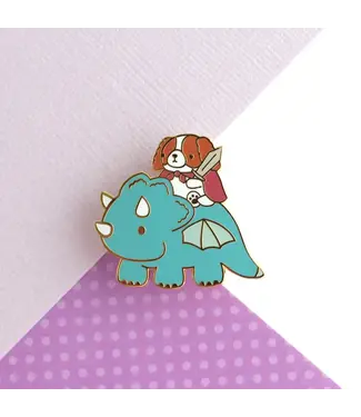 Wild Whimsy Woolies Cavalier Spaniel on Dragon Pin